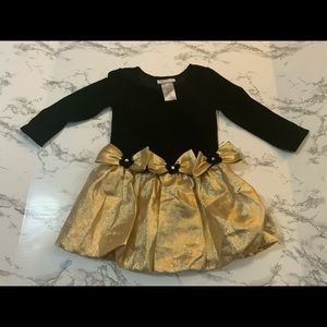 *DONATING IF NOT SOLD BY 10/18* Bonnie Jean Black and Gold Toddler Dress 3T